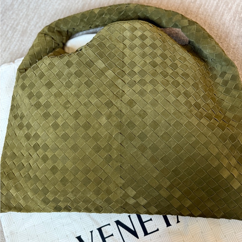 Bottega Veneta Large Hobo Olive Green Woven Shoulder Bag